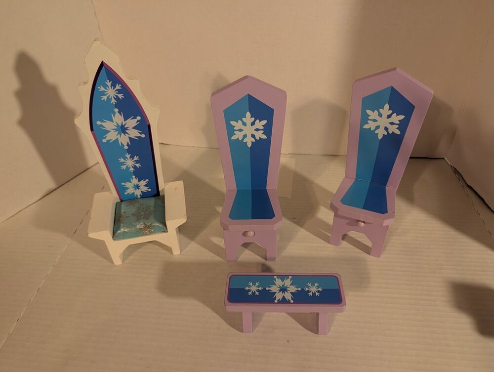KidKraft Disney Frozen Ice Castle Dollhouse Furniture Throne Chairs Bench
